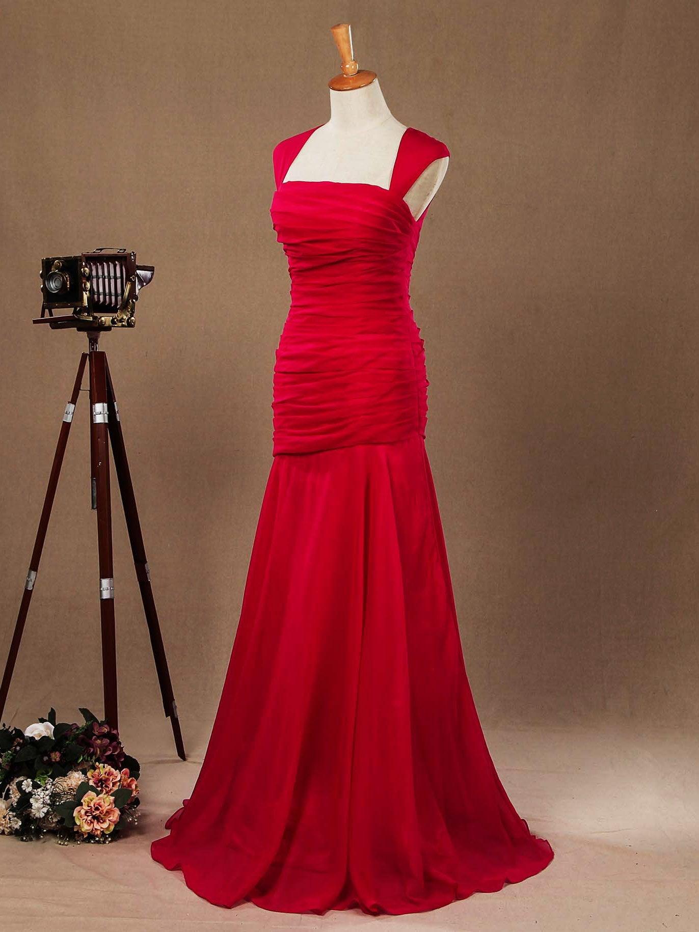 Mermaid / Trumpet Straps Formal Floor Length  Evening Dress with Ruching