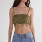 NastyGal Loop Tassel Bralet Olive - CASA