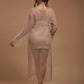 Nude Shimmer Net Long Dress - CASA